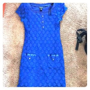 Royal Blue Dress with royal blue polka dots.